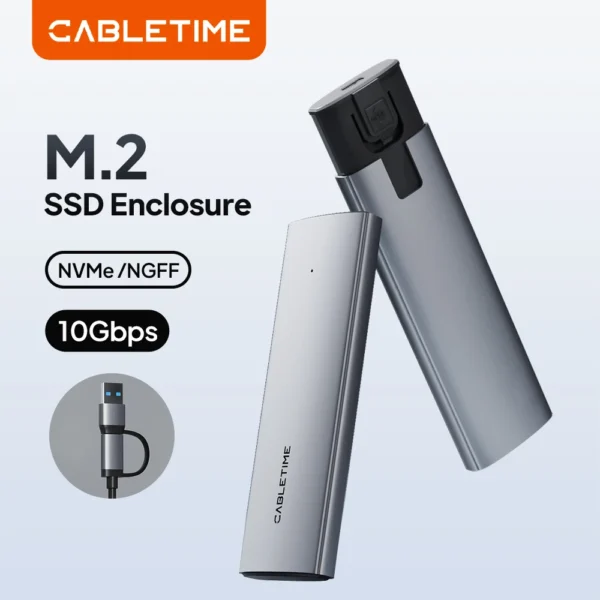 CABLETIME CB32G 10Gbps USB C to NVMe & SATA M.2 SSD Enclosure