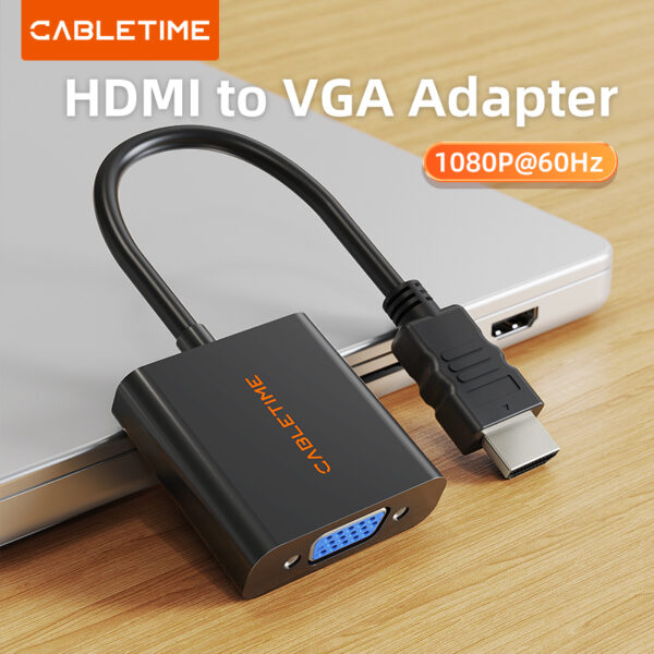 CABLETIME CP52B HDMI Male to VGA Female 1080p Video Converter Adapter