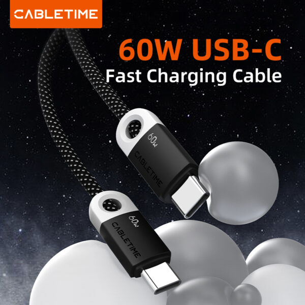 CABLETIME CUP4 60W USB C Fast Charging Braided Cable