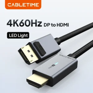 CABLETIME CD30K DisplayPort to HDMI 4K 60Hz Gold Plated Cable