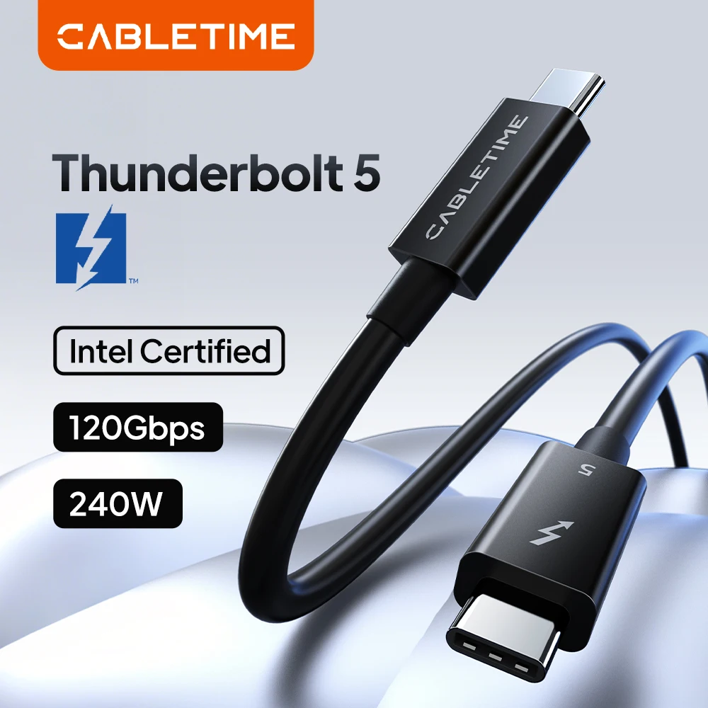 CABLETIME CT50G Thunderbolt 5 240W 120Gbps 8K Intel Certified Cable