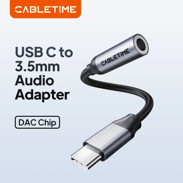 CABLETIME CPA6G USB Type C to 3.5MM Aux Jack Adapter Cable