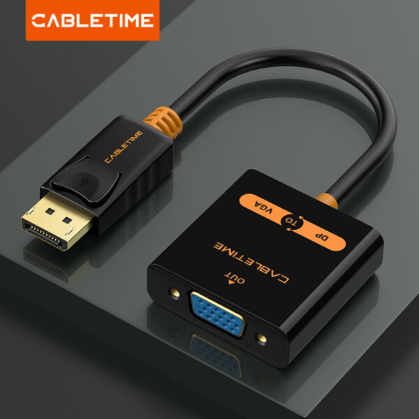 CABLETIME CP52B DisplayPort DP Male to VGA Female 1080p Video Converter Adapter