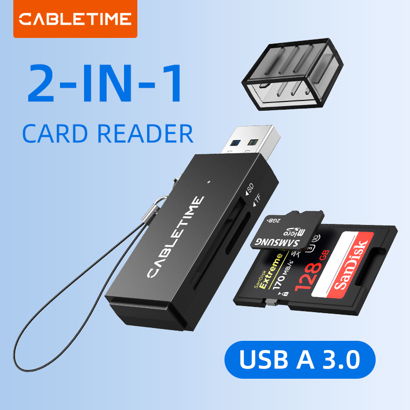 CABLETIME CD41G USB A Portable High Speed Card Reader