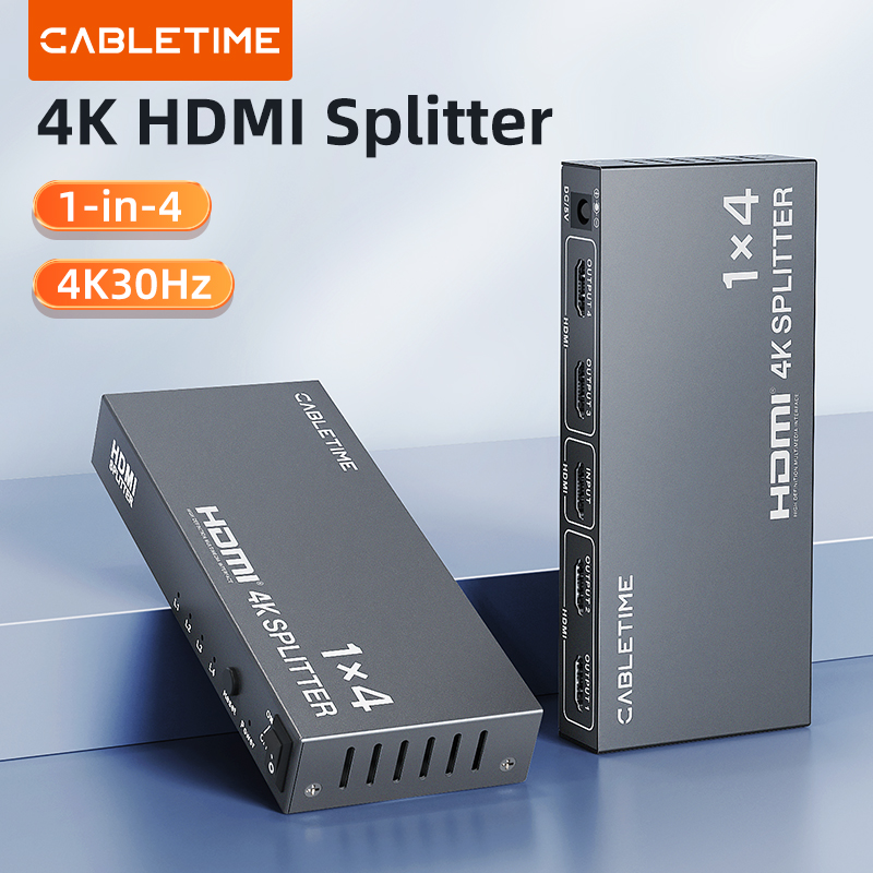 CABLETIME CP38G 1×4 HDMI 4K 30Hz Multiple Monitors Splitter