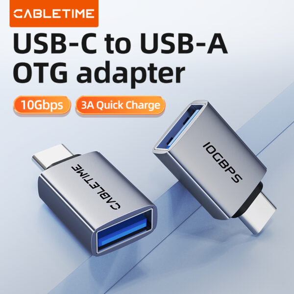 CABLETIME CP81G USB C Male to USB A Female OTG Adapter